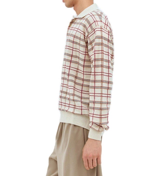 The Row Balthus Checked Long-Sleeved Polo Shirt