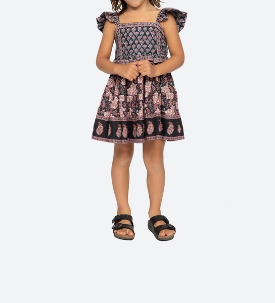 donna print smocked dress in multi