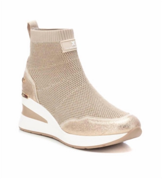 women's wedge sport booties in beige