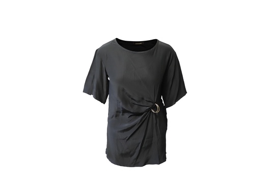 buckle detail blouse in black silk