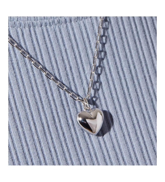 Puffed Heart Necklace - Lev Silver