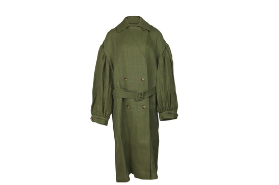 loulou studio pukapuka oversized trench coat in olive linen