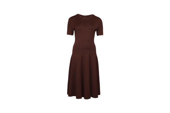 flared knit dress in burgundy viscose