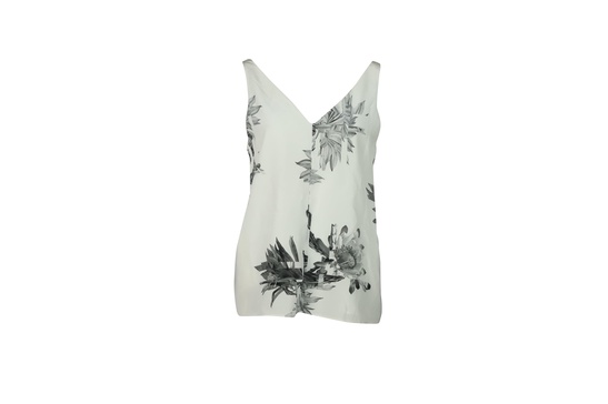 floral cami top in white silk