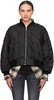 Black Quilted Bomber Jacket