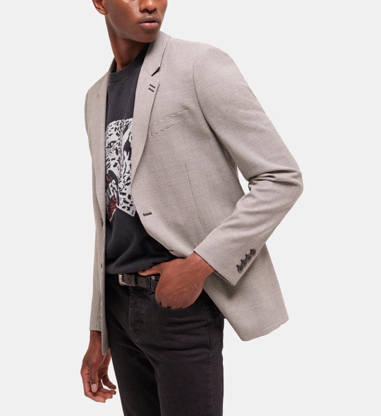 gray patterned wool suit jacket