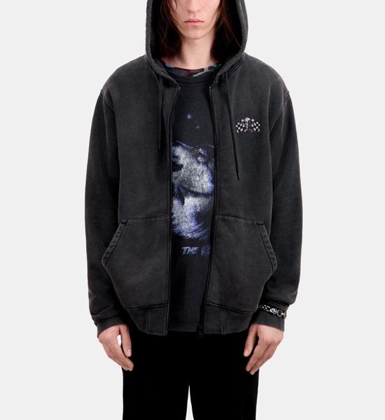 hoodie with racing skull serigraphy