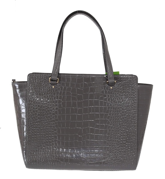 Kate Spade Gray Elissa Bristol Drive Croc Hand Bag