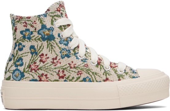 White Chuck Taylor All Star Lift Platform Floral Tapestry High Top Sneakers