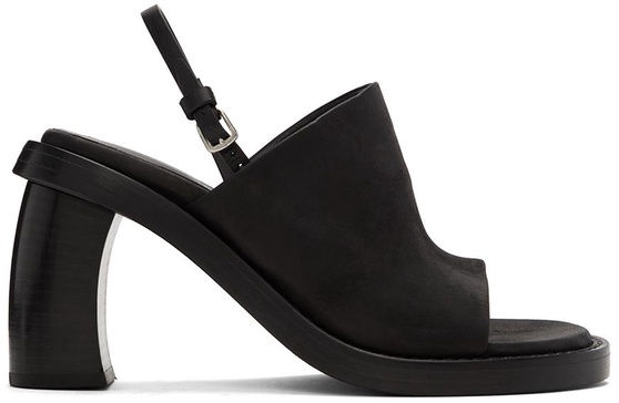 Black Calfskin Heeled Sandals