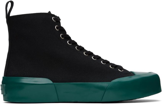 Black & Green High-Top Sneakers