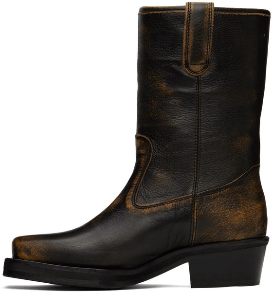 Black Leather Biker Boots