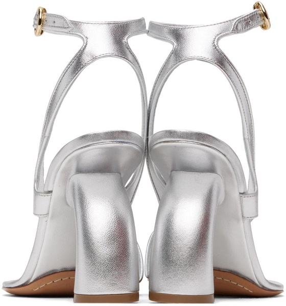 Silver Leather Heeled Sandals