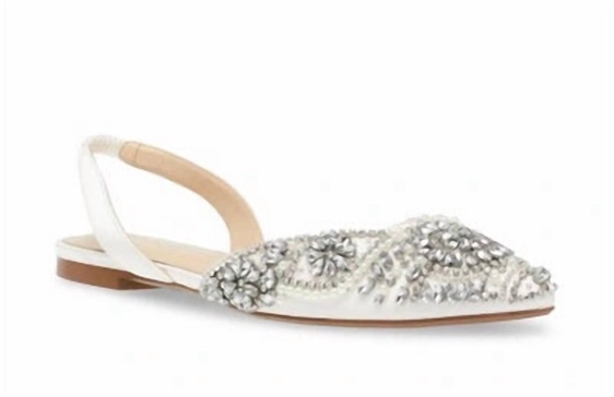 women's molly rhinestone flats in ivory