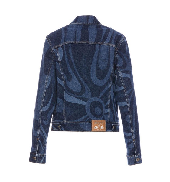 PUCCI Swirl-Printed Button-Up Denim Jacket