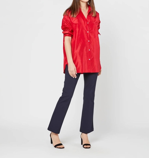 elongated elle shirt in red