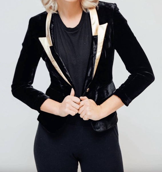 bowie velvet blazer in black