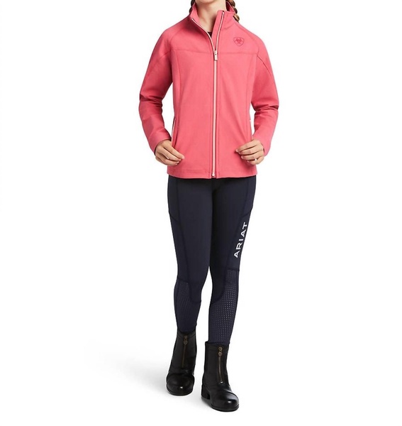 girl's agile soft shell jacket in party punch