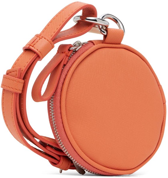 Orange Phone Lanyard Faux-Leather Pouch