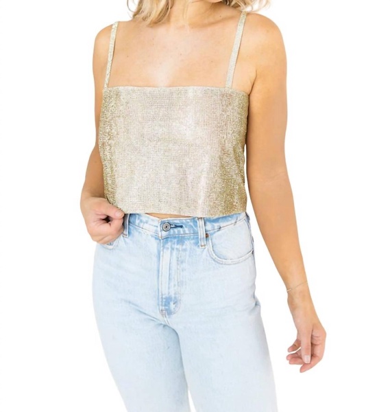 girly girl rhinestone crop top in gold