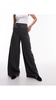 Topshop Tall high waist flood length pants in black