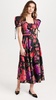 Red and Purple Floral Printed Silk Twill Dress