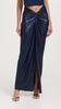 Coated Jersey Front Twist Sarong Skirt