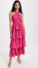 Crossed Halter Neck Tiered Maxi Dress