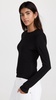 Shoulder Pad Long Sleeve Crew Top