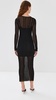 Sheer Plissé Long Sleeve Dress