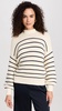 Button-Back Crewneck Sweater in Stripe