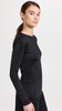 Micro Jersey Shoulderpad Fitted Crewneck Top