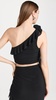 Kellon Rosettte One Shoulder Ruffle Crop Top