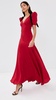 Red Short Sleeve Silk Crepe Bias Dress With Black Velvet Bows