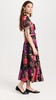 Red and Purple Floral Printed Silk Twill Dress