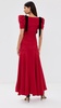 Red Short Sleeve Silk Crepe Bias Dress With Black Velvet Bows