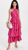 Crossed Halter Neck Tiered Maxi Dress