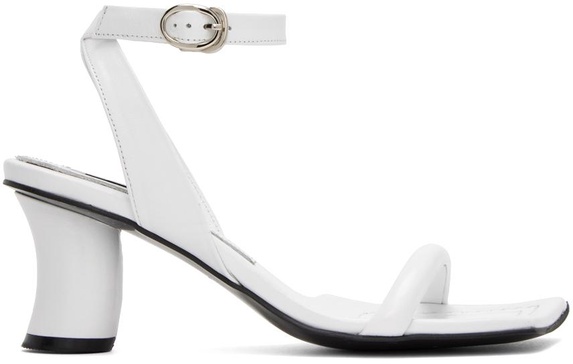 White Leather Heeled Sandals