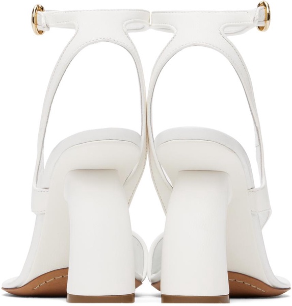 White Leather Heeled Sandals