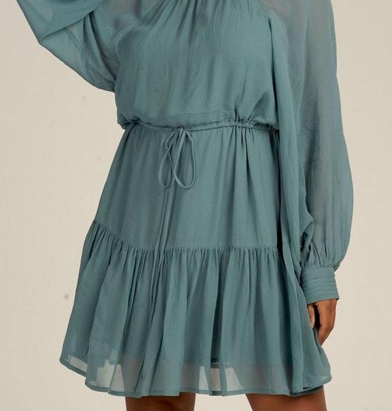 Foggy Blue Aubrey Puff Sleeve Mini Dress