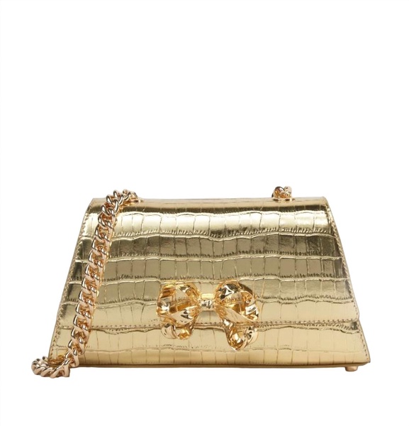 sp metallic mini bow shoulder bag in gold