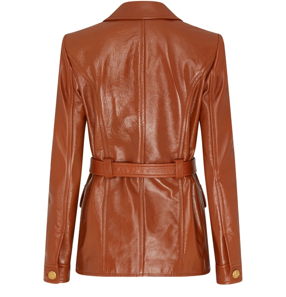 Belted leather jacket