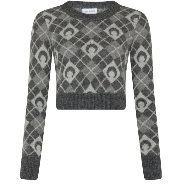 Moon Argyle knit cropped sweater