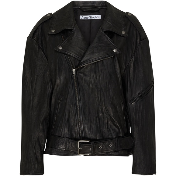 Oversized leather biker jacket