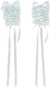 Blue Long Rosette Bow Earrings