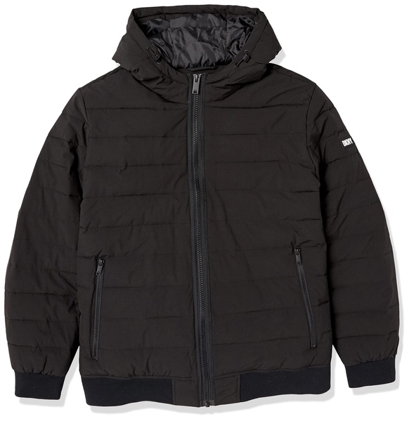 DKNY Men's Quilted Performance Hooded Bomber Jacket