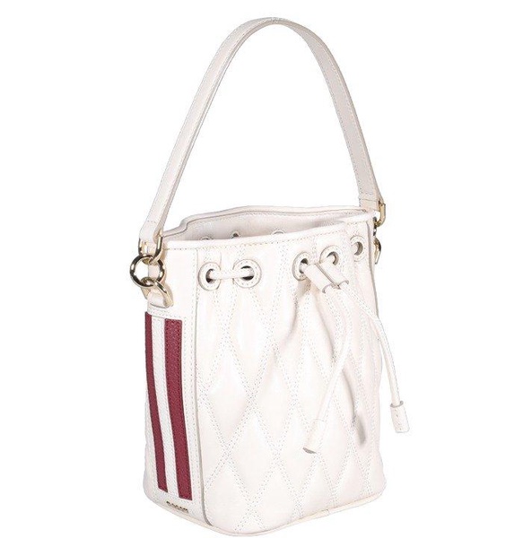 Bally Logo Plaque Quilted Drawstring Bucket Bag