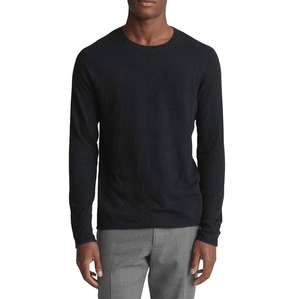 classic fit tripp crew neck cotton wool sweater in black