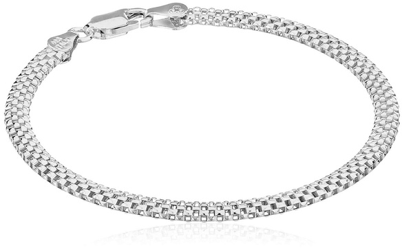 Amazon Essentials Sterling Silver or Gold over Sterling Silver Mesh Chain Bracelet, 7" or 8" , (previously Amazon Collection)