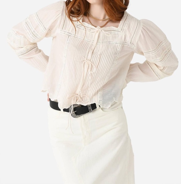 sanra embroidered blouse in optic white